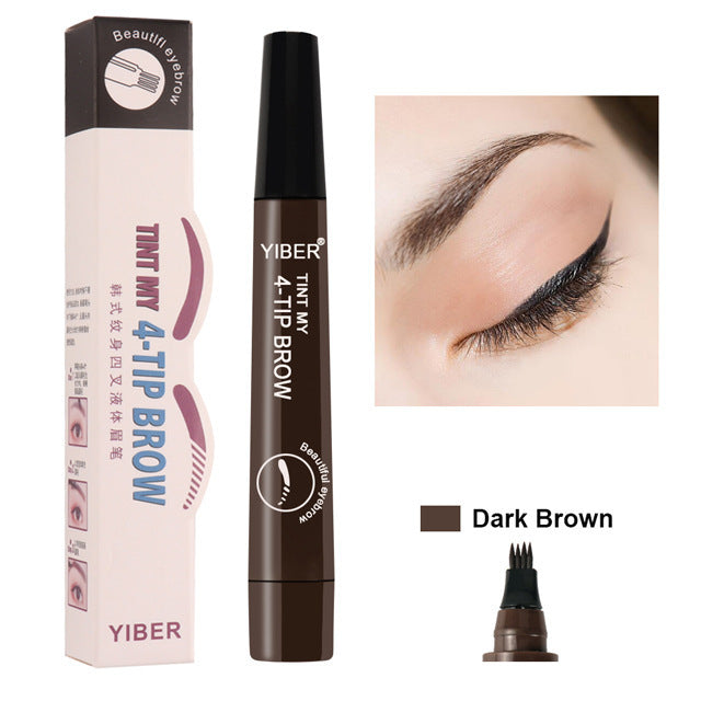 Drawing Eyebrow Pencil YIBER Eyebrow Pencil Double-headed Four Bifurcated Liquid Eyebrow Pencil Thick Multi-color Anti-watercolor Makeup Dyed Eyebrow Pencil Lasting